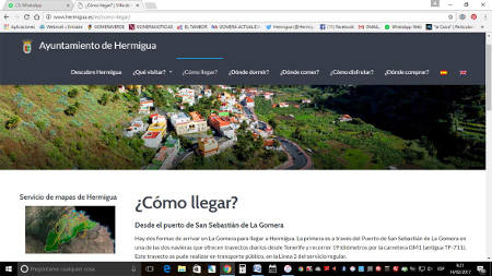 Hermigua Captura de pantalla de la web municipal 2017