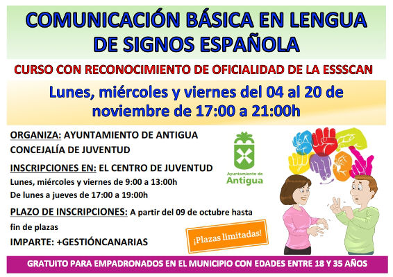ANTIGUA CARTEL LENGUAJE DE SIGNOS 2019