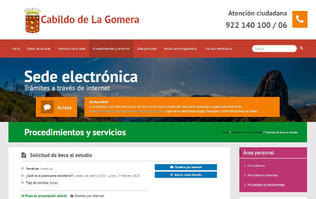 la gomera final solicitud becas 2020