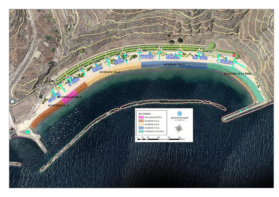 sc_tenerife_Playas_sectores_2020 El lunes se controlará el nivel de ocupación y uso en Las Teresitas