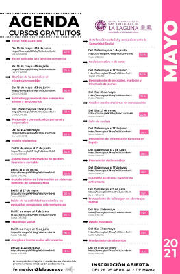 LaLaguna_Agenda_mayo_DLocal_2021 22 acciones formativas y gratuitas a personas en situación de desempleo